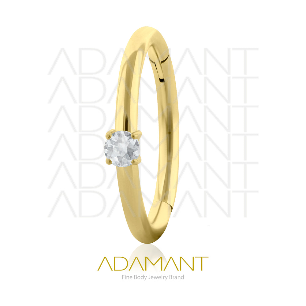 16g, Titanio, Dorado Platizado, Aro Clicker con Bisagra, Side Facing Unique Jewerly, Prong Set, Cubic Zirconia