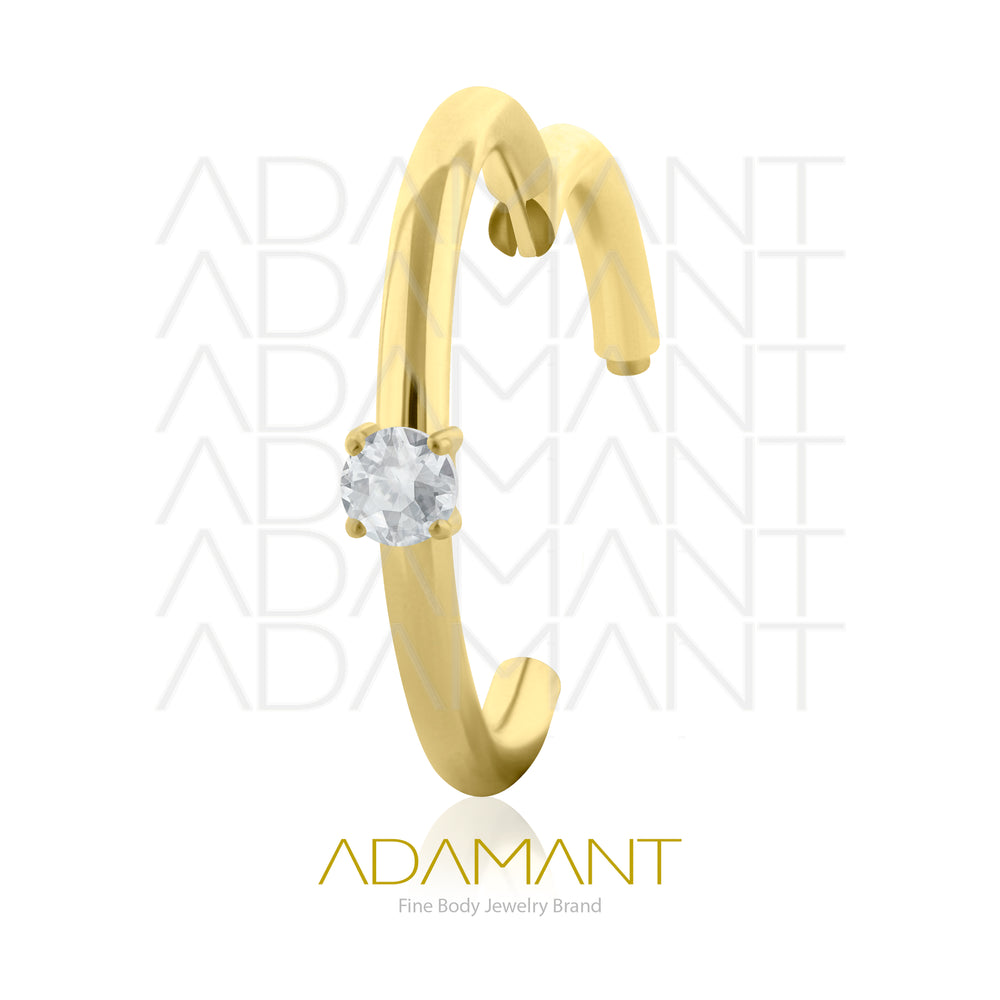 16g, Titanio, Dorado Platizado, Aro Clicker con Bisagra, Side Facing Unique Jewerly, Prong Set, Cubic Zirconia