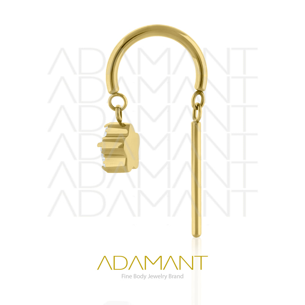 16g Titanio Platizado Dorado Accesorios Sin Rosca, Dangling Star, Prong set, Cubic Zirconia.