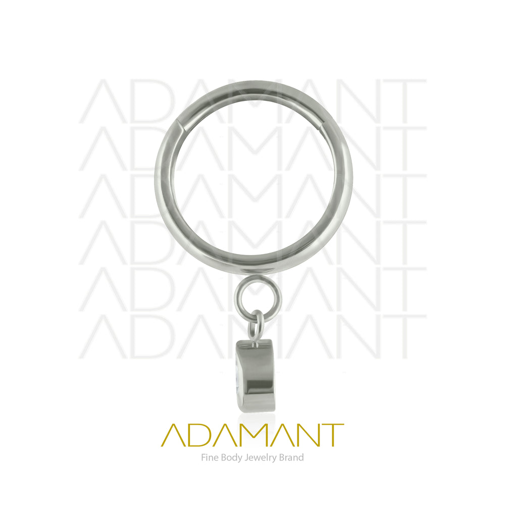 16g Titanio Aro Clicker con Bisagra,  Dangle drop Cubic Zirconia