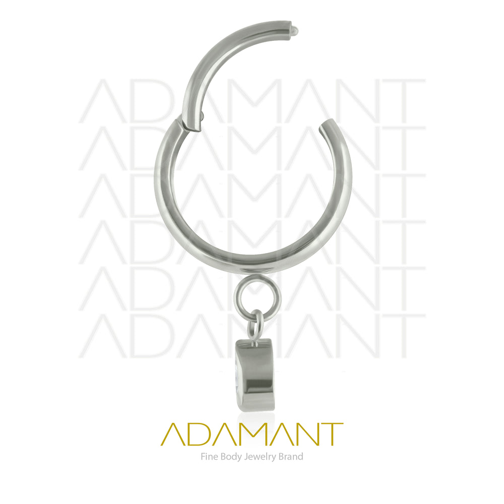 16g Titanio Aro Clicker con Bisagra,  Dangle drop Cubic Zirconia