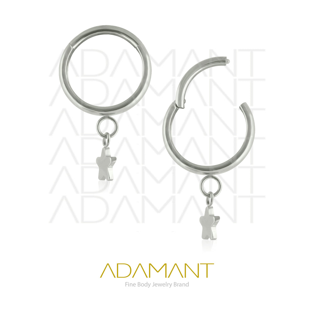 16g Titanio Aro Clicker con Bisagra, Dangle Star
