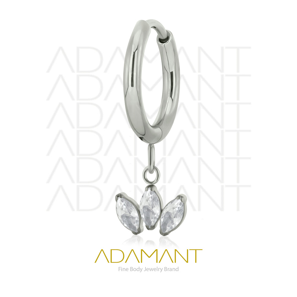 18g Candonga de Titanio, Dangle Triple Marquise Cubic Zirconia.