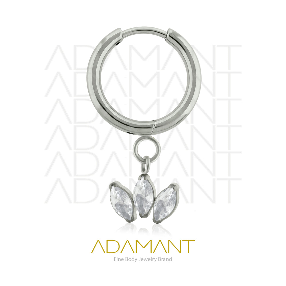 18g Candonga de Titanio, Dangle Triple Marquise Cubic Zirconia.
