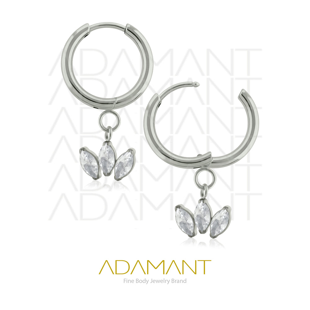 18g Candonga de Titanio, Dangle Triple Marquise Cubic Zirconia.