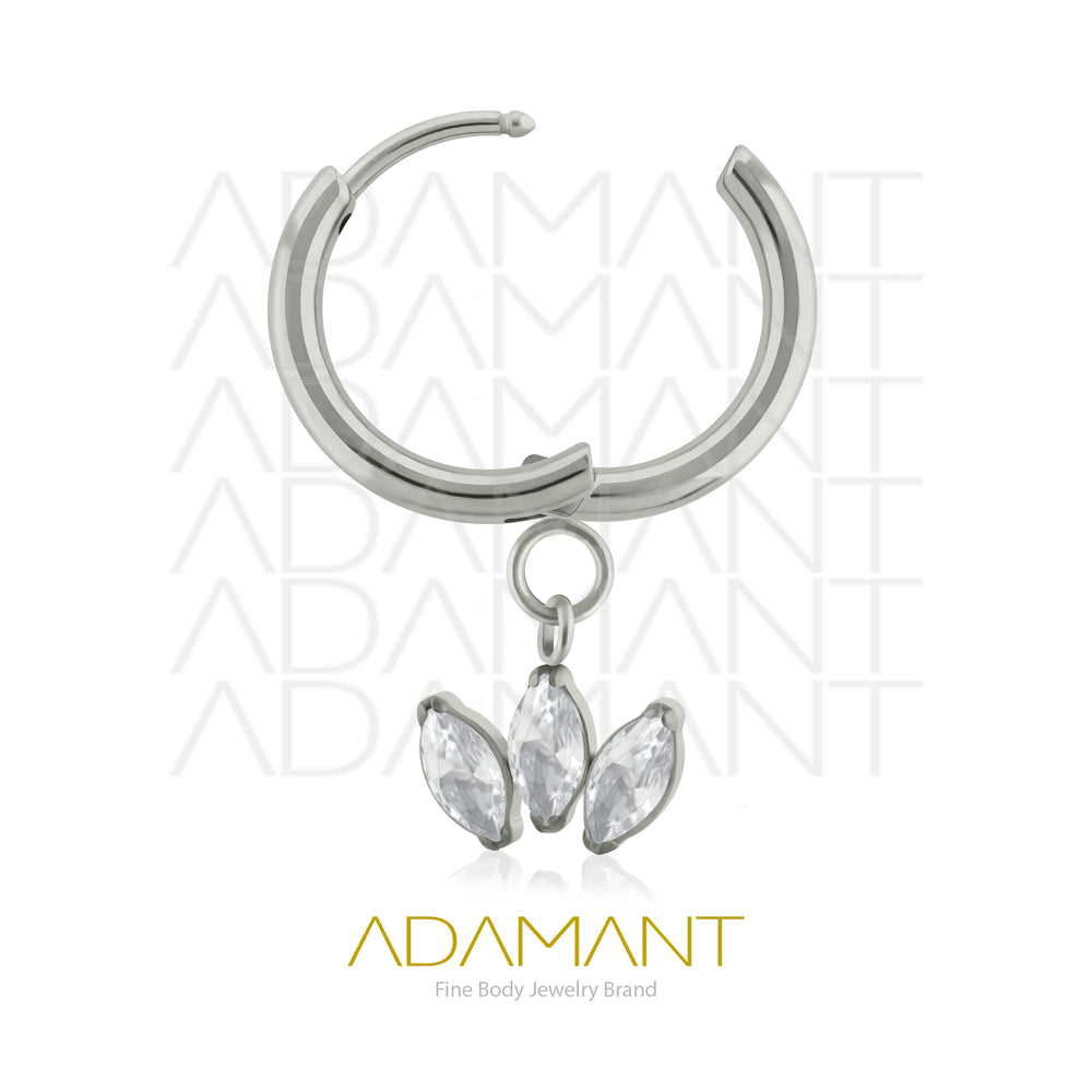 18g Candonga de Titanio, Dangle Triple Marquise Cubic Zirconia.