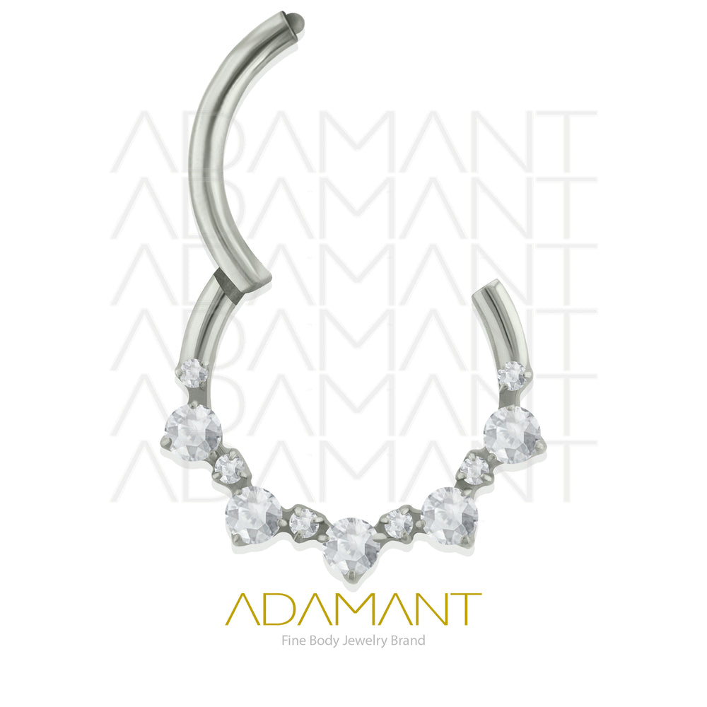 16g, Titanio, Aro Clicker con Bisagra, Front Five Galaxy Multijoya Prong set, Cubic Zirconia