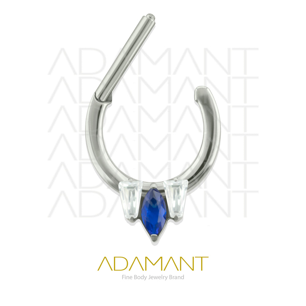 16g, Titanio, Aro Clicker con Bisagra, Zafiro Prong set, Cubic Zirconia