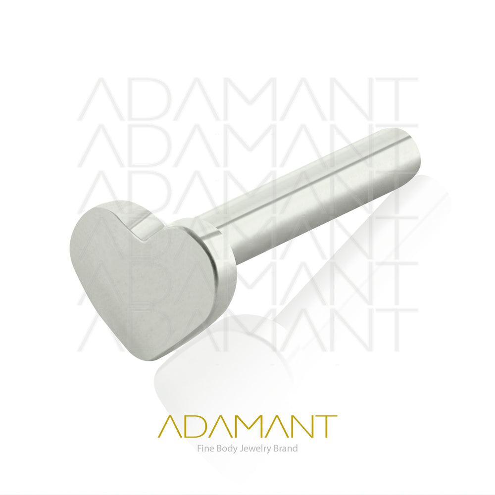 16g, Titanio Labret de Rosca, 0.9mm Patrón de rosca, Barra labret con base en forma de Corazón.
