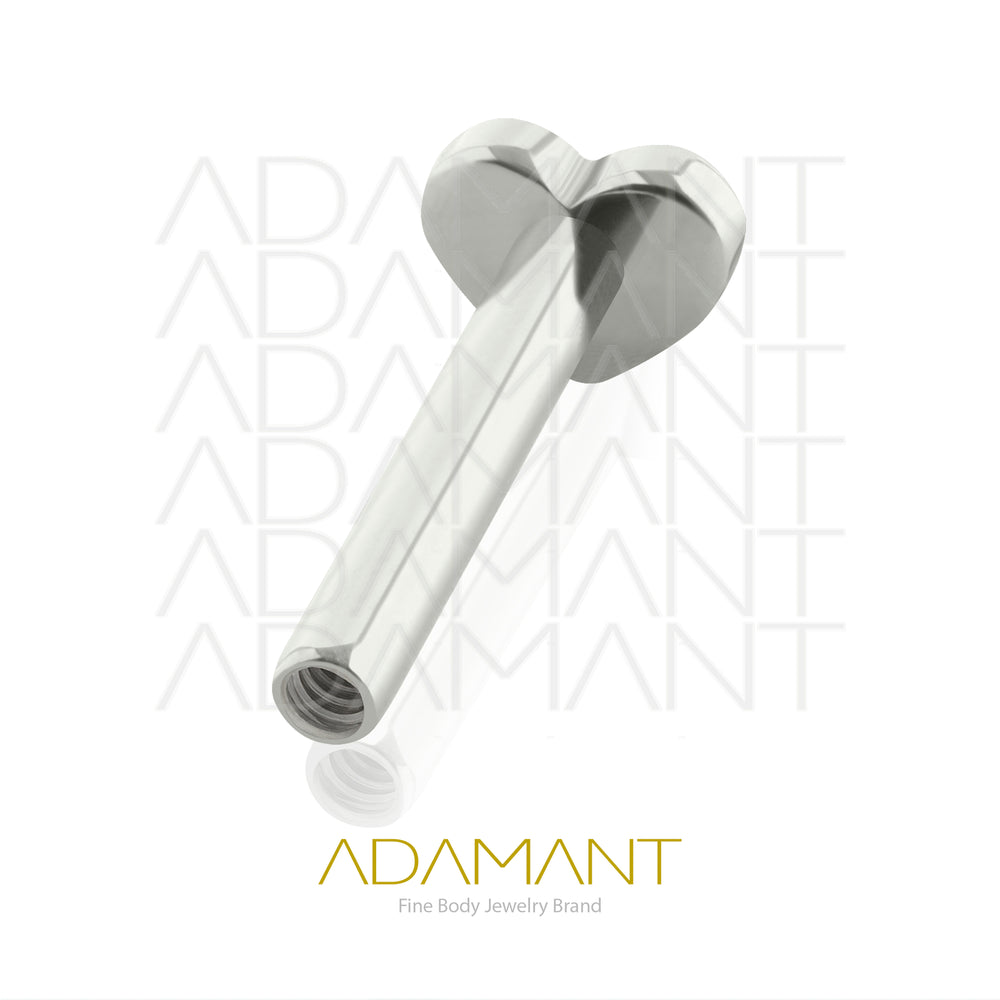 16g, Titanio Labret de Rosca, 0.9mm Patrón de rosca, Barra labret con base en forma de Corazón.