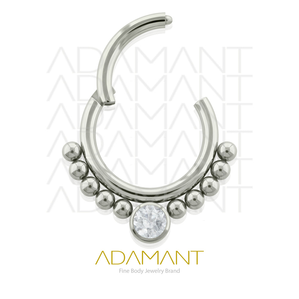 16g, Titanio, Aro Clicker con Bisagra, Tiffany Bezel set, Cubic Zirconia