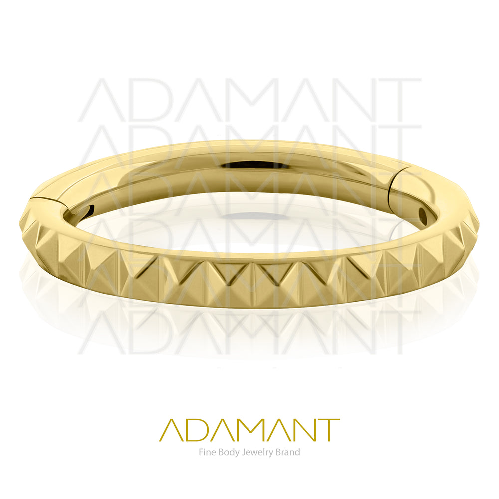 20g, Titanio Platizado Dorado, Aro Clicker con Bisagra, Side Pyramid Cuts