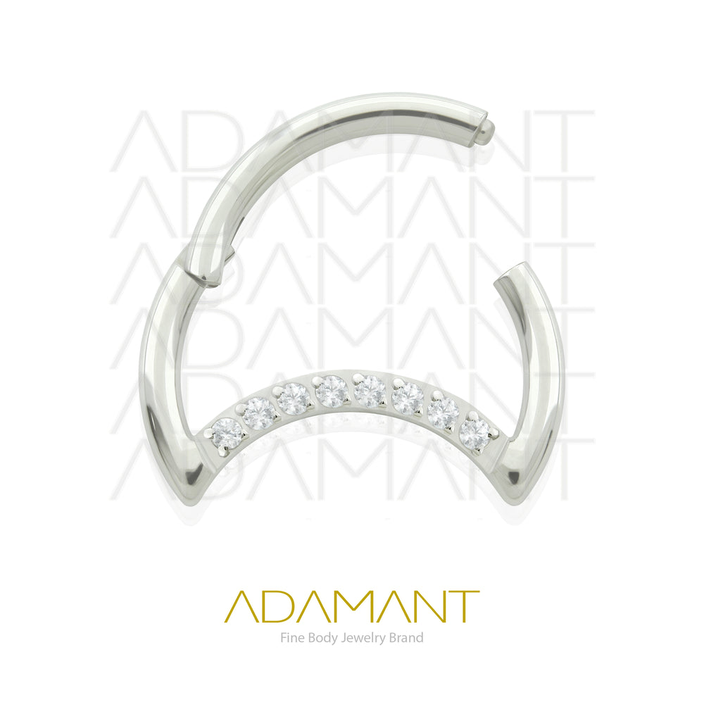 16g, Titanio, Aro Clicker con Bisagra, Luna Prong Set, Cubic Zirconia