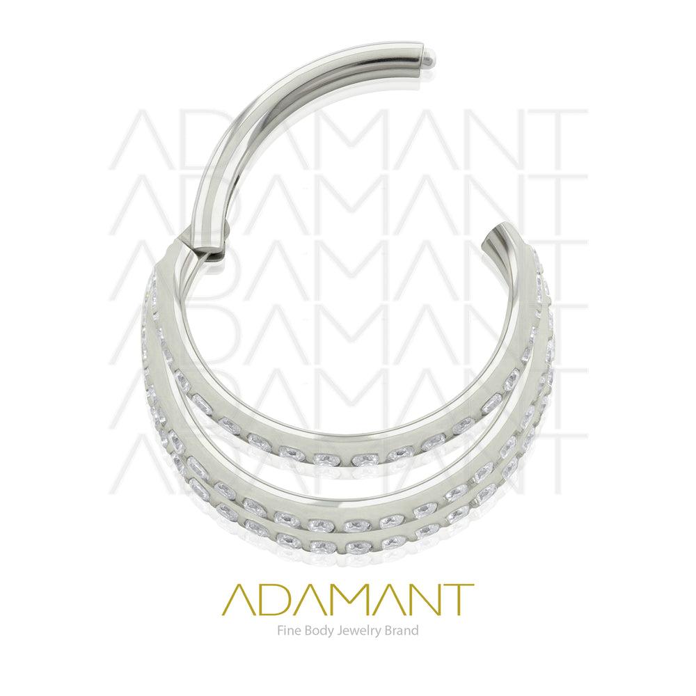16g, Titanio, Aro Clicker con Bisagra, 3 Layers Side Multijoya Prong set, Cubic Zirconia