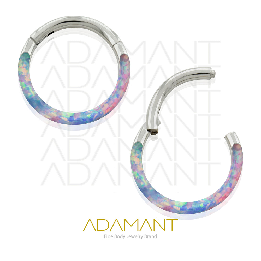 16g, Titanio, Aro Clicker con Bisagra, Front Full Opal
