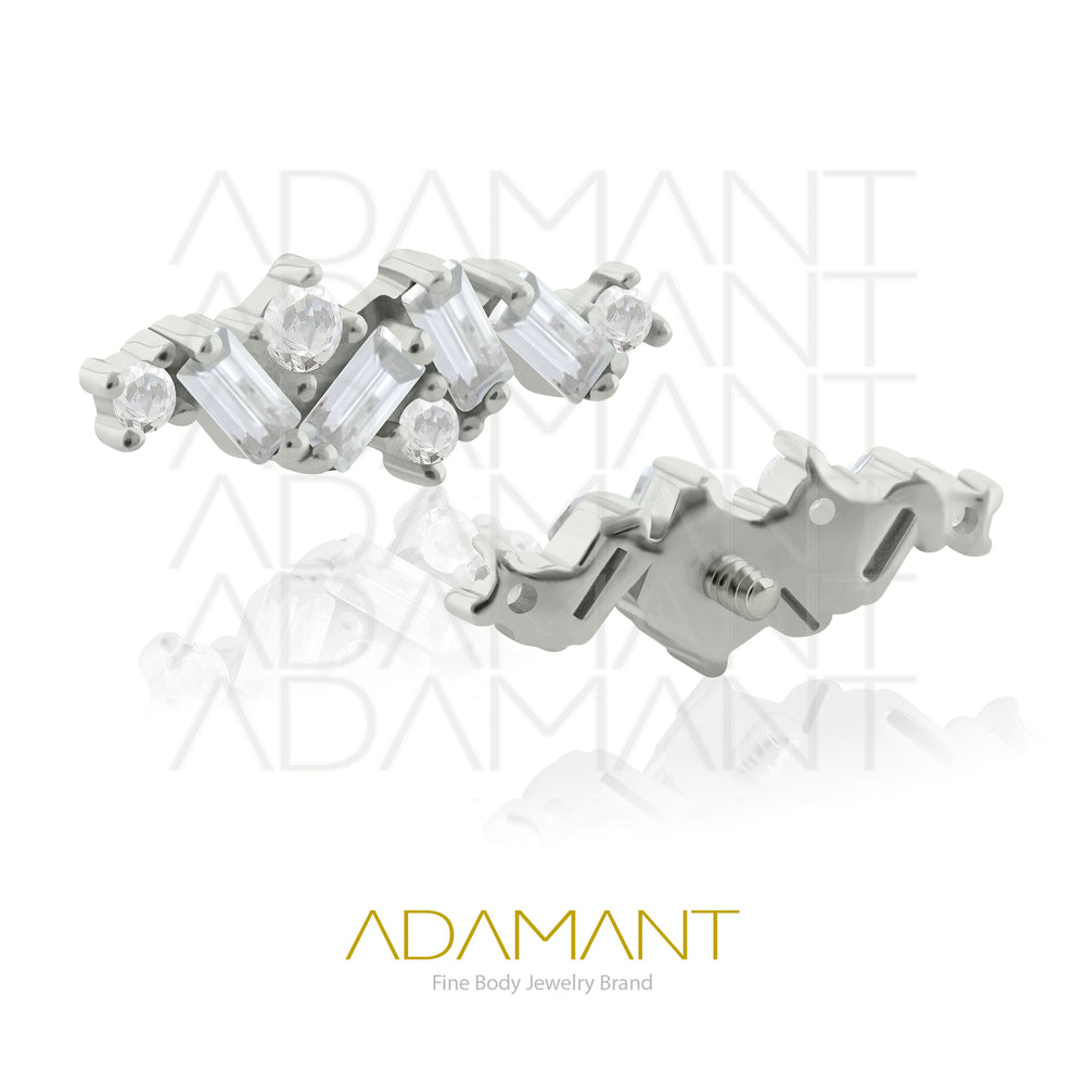 18g - 16g, Titanio Accesorio Rosca, 0.9mm Patrón de rosca,  Multi Baguette, Prong set, Cubic zirconia.