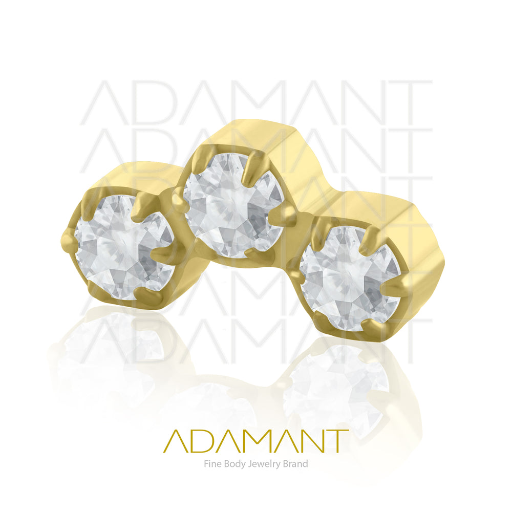 18g - 16g,Titanio Platizado Dorado Accesorio Rosca, 0.9mm Patrón de rosca, Honeycomb, Prong set, Cubic zirconia.