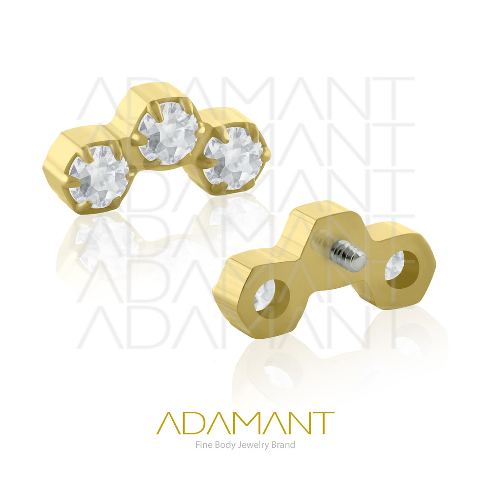 18g - 16g,Titanio Platizado Dorado Accesorio Rosca, 0.9mm Patrón de rosca, Honeycomb, Prong set, Cubic zirconia.