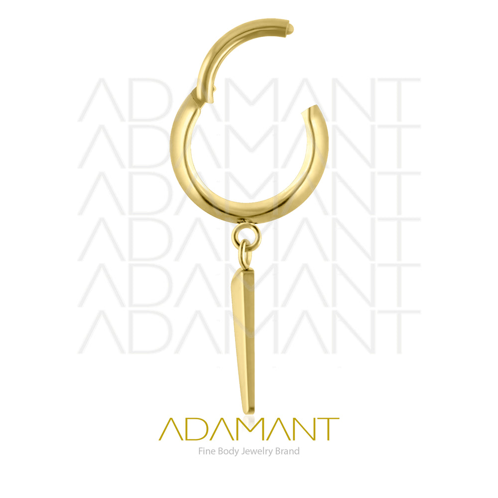 18g Titanio Platizado Dorado, Aro Clicker con Bisagra, Spike Tower