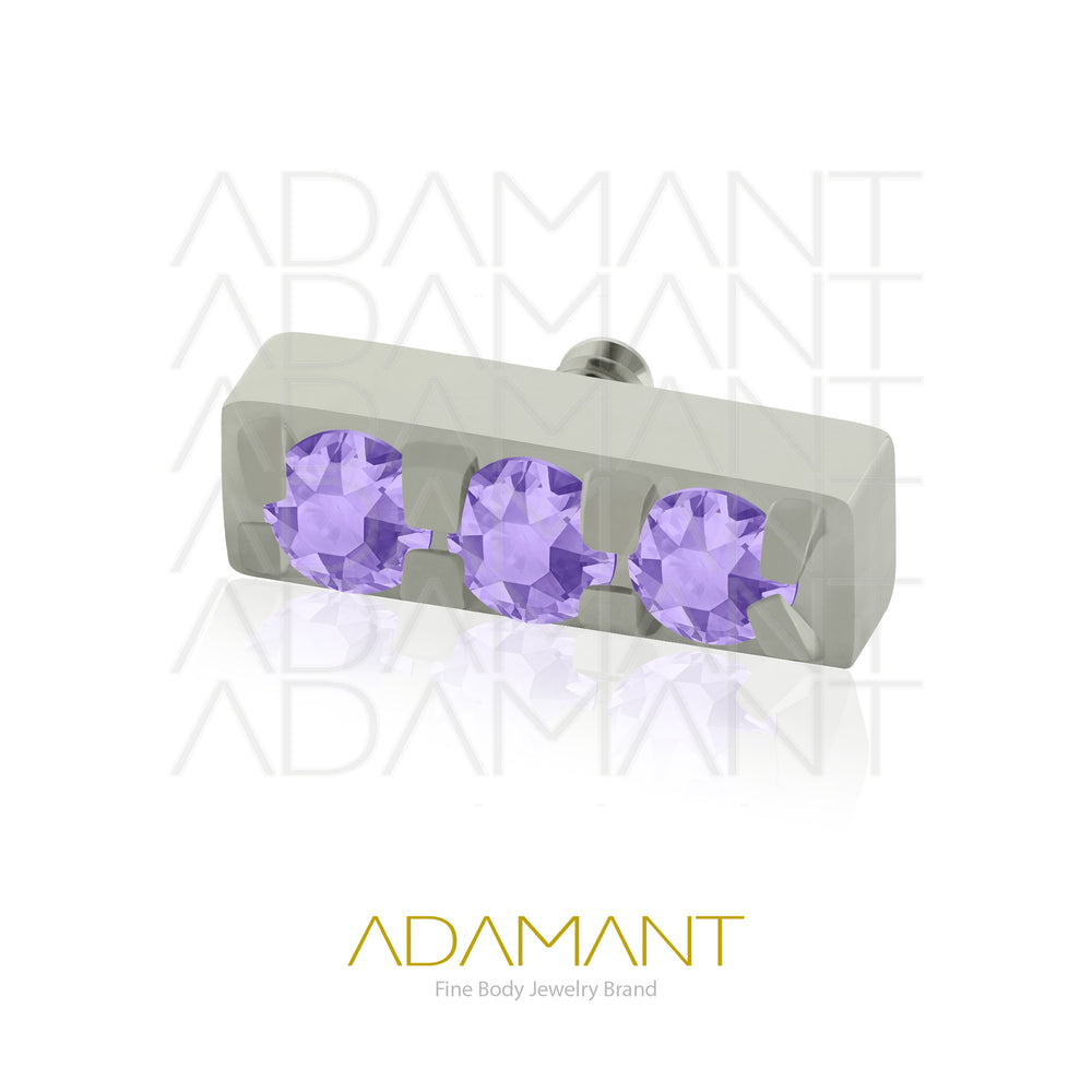 18g - 16g, Titanio Accesorio Rosca, 0.9mm Patrón de rosca, 3 Multi-Gem rectangular End, Prong Set, Cubic Zirconia.