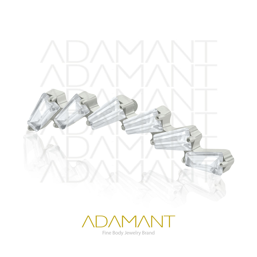 18g - 16g, Titanio Accesorio Rosca, 0.9mm Patrón de rosca, 6 Cascade, Prong Set, Cubic Zirconia.