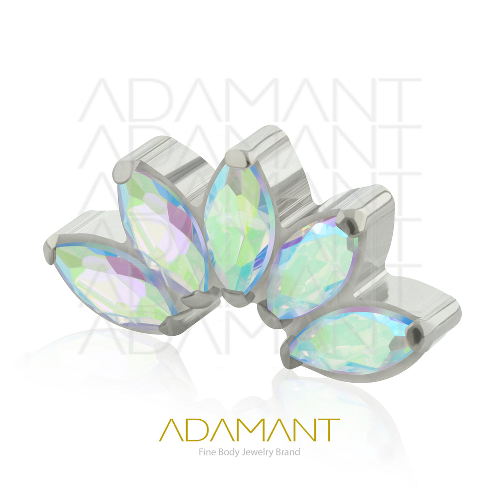 18g - 16g, Titanio Accesorio Rosca, 0.9mm Patrón de rosca, Arch Marquise, Prong Set, Cubic Zirconia.