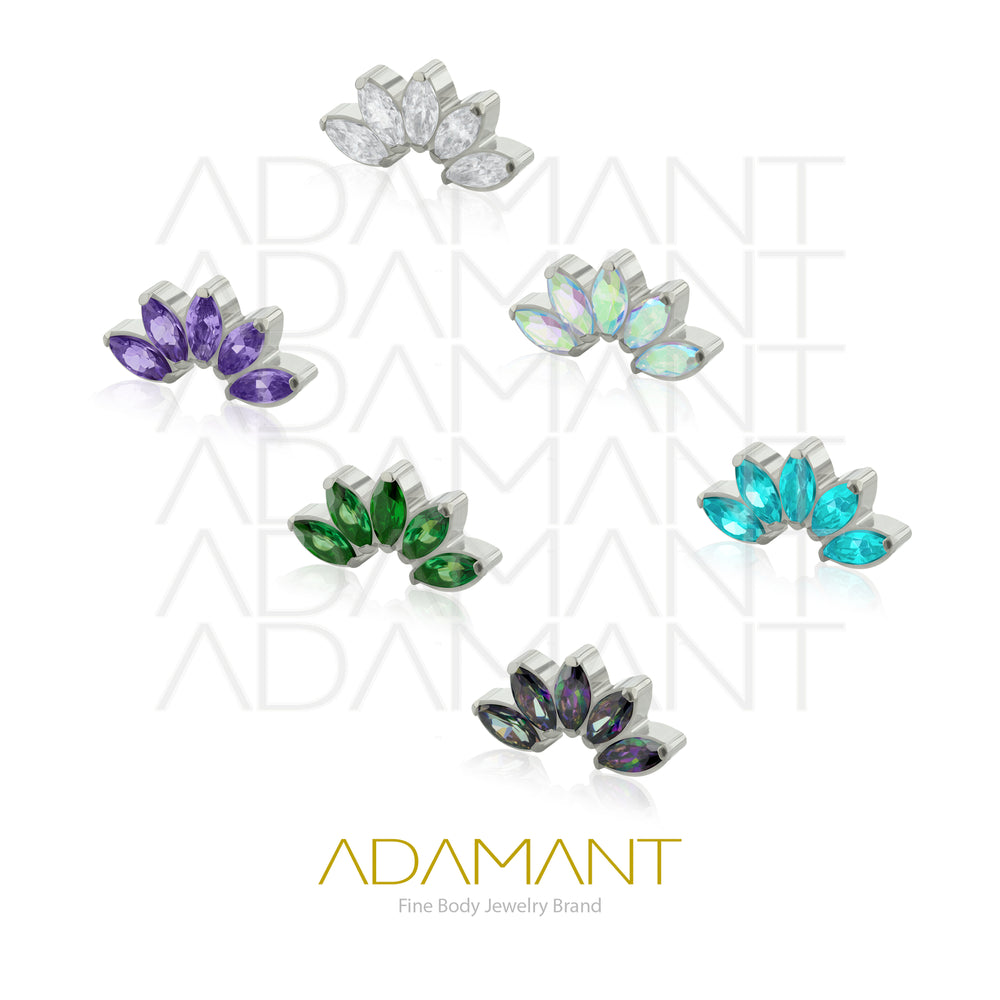 18g - 16g, Titanio Accesorio Rosca, 0.9mm Patrón de rosca, Arch Marquise, Prong Set, Cubic Zirconia.