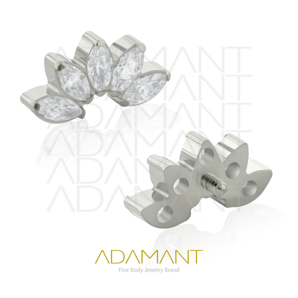18g - 16g, Titanio Accesorio Rosca, 0.9mm Patrón de rosca, Arch Marquise, Prong Set, Cubic Zirconia.