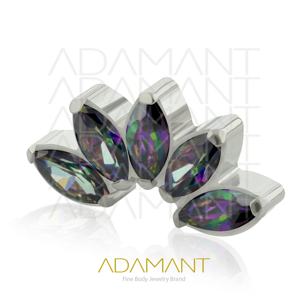 18g - 16g, Titanio Accesorio Rosca, 0.9mm Patrón de rosca, Arch Marquise, Prong Set, Cubic Zirconia.