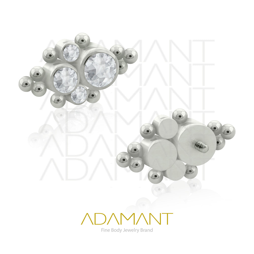 18g - 16g, Titanio Accesorio Rosca, 0.9mm Patrón de rosca, Bangkok, Bezel Set, Cubic Zirconia.