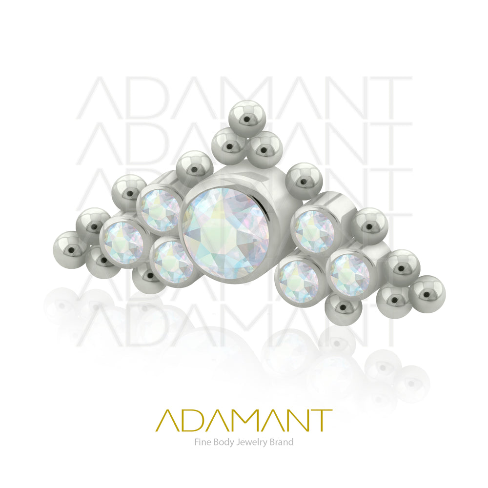18g - 16g, Titanio Accesorio Rosca, 0.9mm Patrón de rosca, Crown, Bezel Set, Cubic Zirconia.