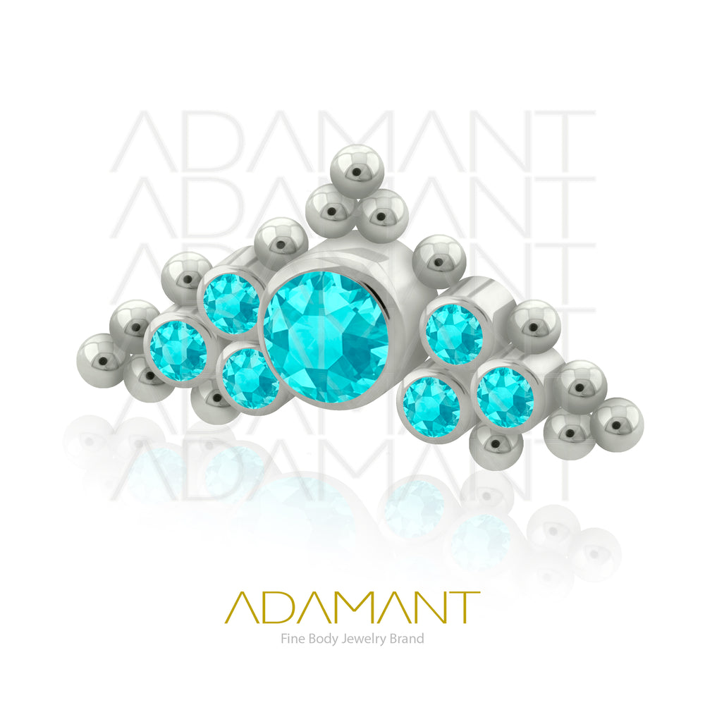 18g - 16g, Titanio Accesorio Rosca, 0.9mm Patrón de rosca, Crown, Bezel Set, Cubic Zirconia.