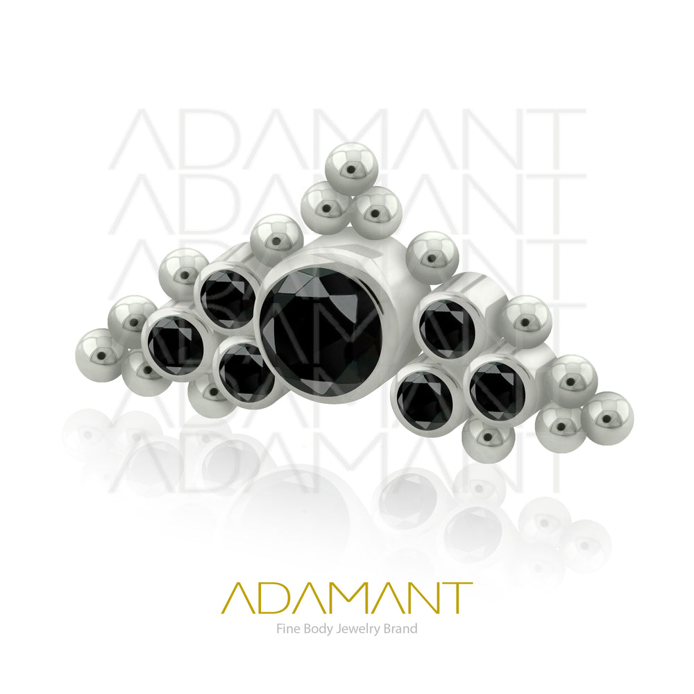 18g - 16g, Titanio Accesorio Rosca, 0.9mm Patrón de rosca, Crown, Bezel Set, Cubic Zirconia.
