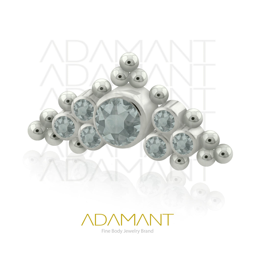 18g - 16g, Titanio Accesorio Rosca, 0.9mm Patrón de rosca, Crown, Bezel Set, Cubic Zirconia.