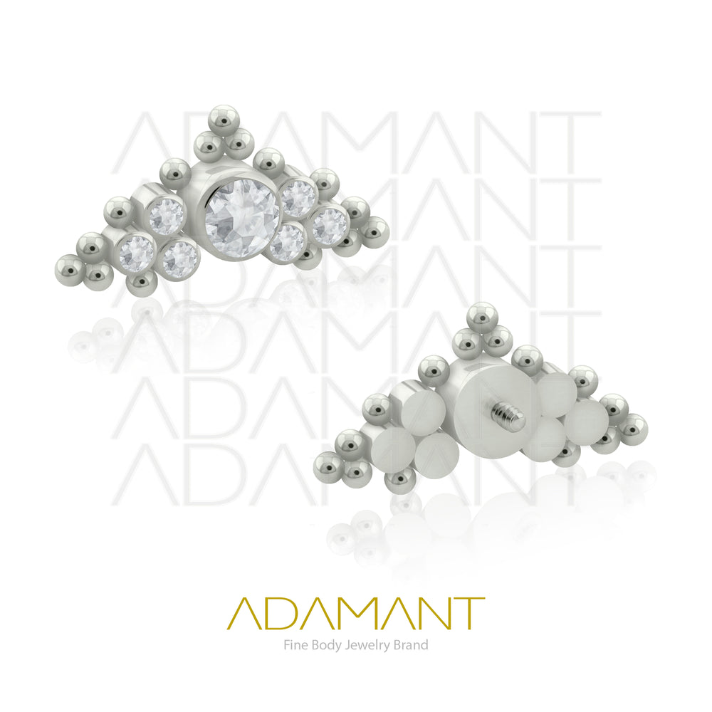 18g - 16g, Titanio Accesorio Rosca, 0.9mm Patrón de rosca, Crown, Bezel Set, Cubic Zirconia.