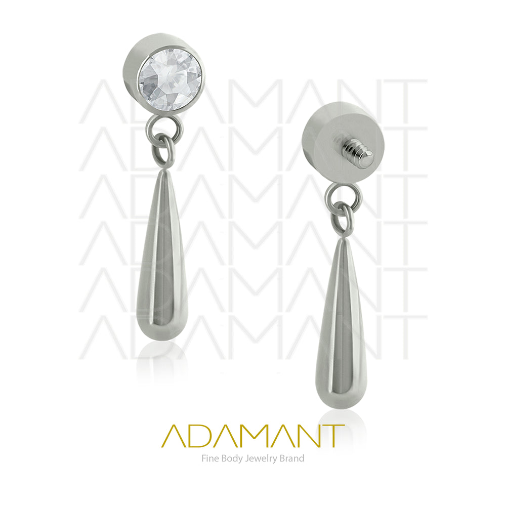 18g - 16g, Titanio Accesorio Rosca, 0.9mm Patrón de rosca, Bezel set, Cubic Zirconia Chain Bright Drop.
