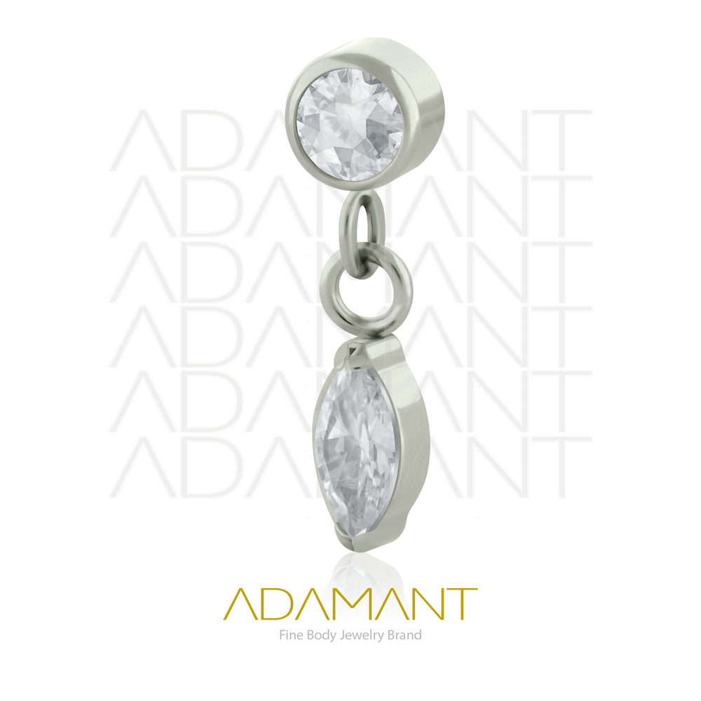 18g - 16g, Titanio Accesorio Rosca, 0.9mm Patrón de rosca, Bezel set, Cubic Zirconia Chain Single Marquise.