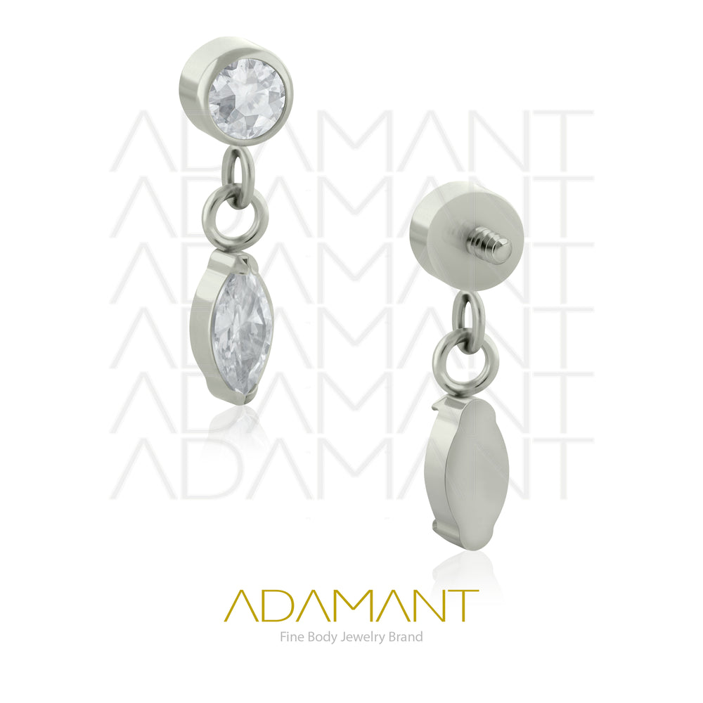 18g - 16g, Titanio Accesorio Rosca, 0.9mm Patrón de rosca, Bezel set, Cubic Zirconia Chain Single Marquise.