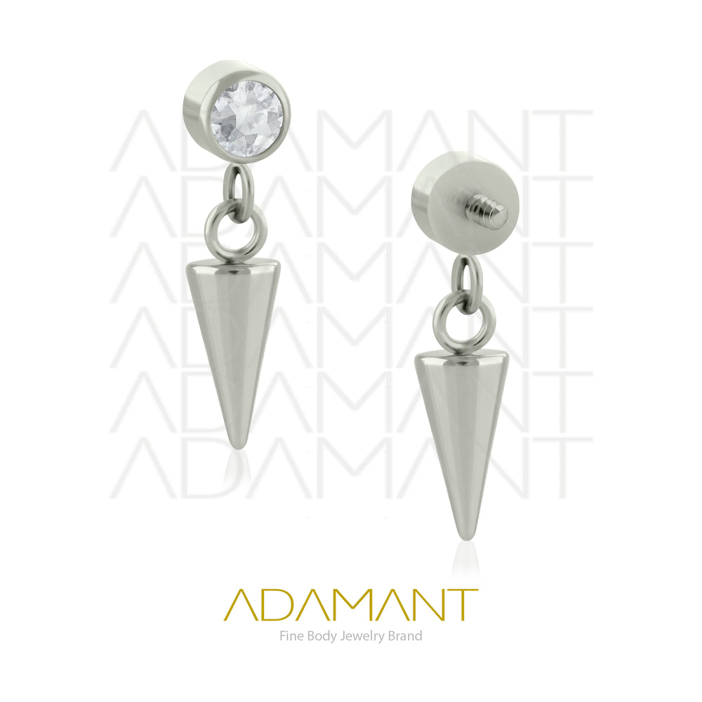 18g - 16g, Titanio Accesorio Rosca, 0.9mm Patrón de rosca, Bezel set, Cubic Zirconia Chain Spike.