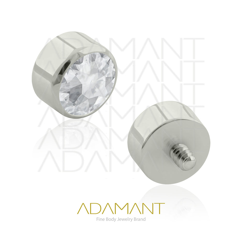 18g - 16g, Titanio Accesorio Rosca, 0.9mm Patrón de rosca, Bezel Set, Cubic Zirconia.