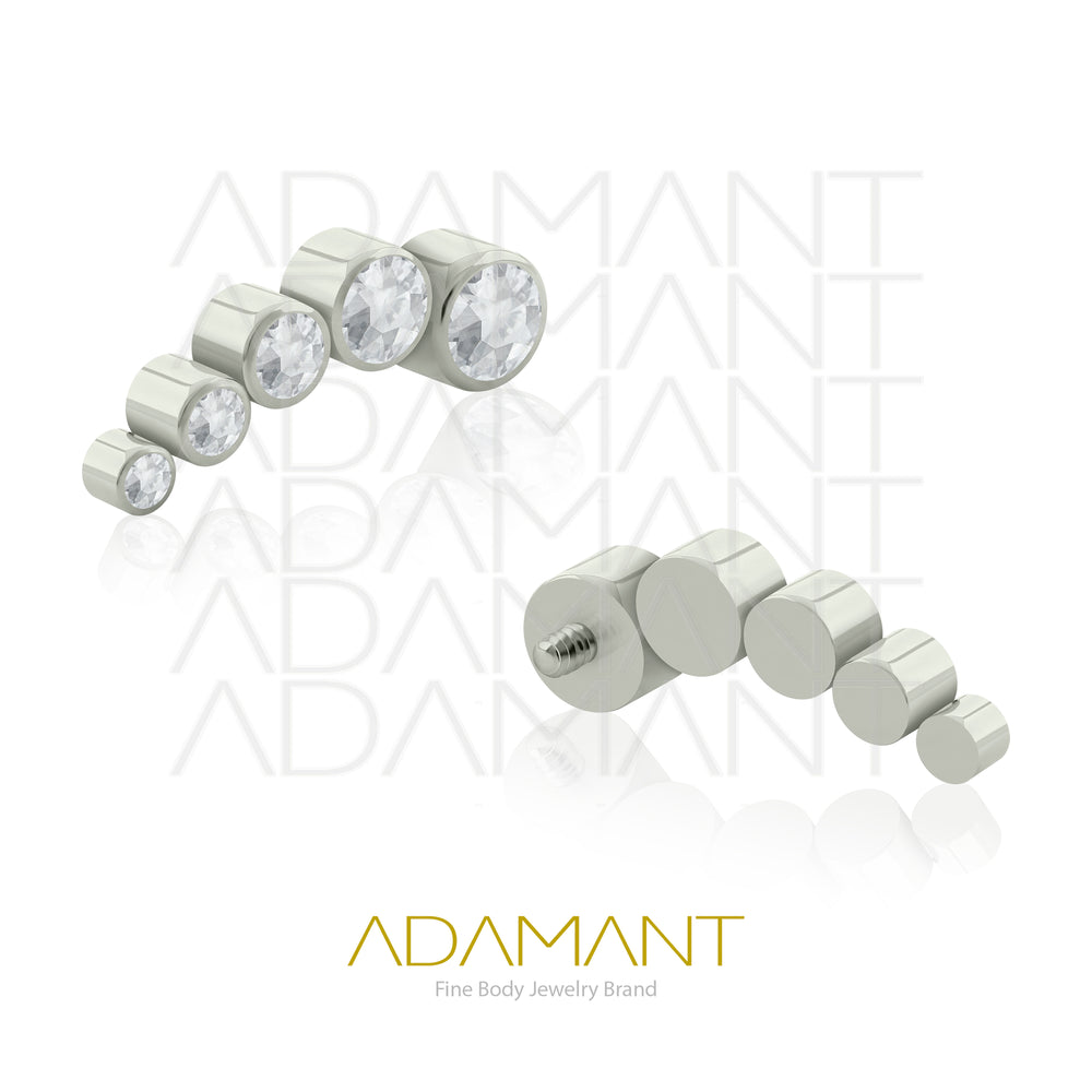 18g - 16g, Titanio Accesorio Rosca, 0.9mm Patrón de rosca, Five Verona, Bezel Set, Cubic Zirconia.
