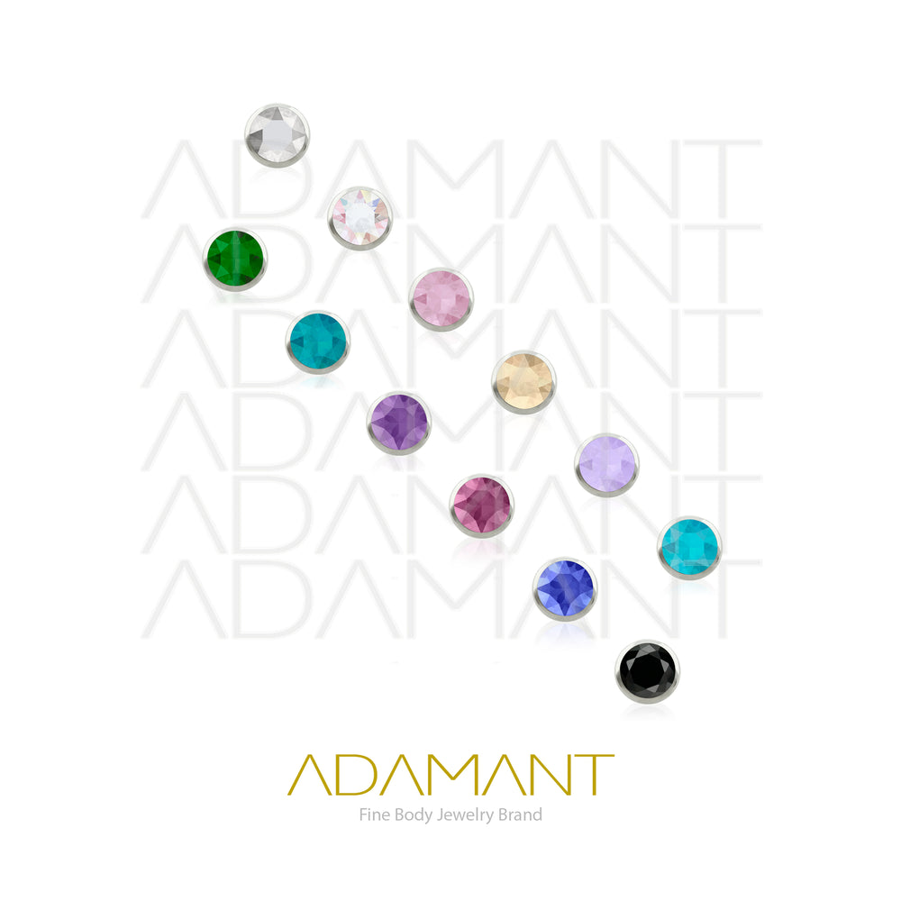 18g - 16g, Titanio Accesorio Rosca, 0.9mm Patrón de rosca, Bezel Set, Cristal Plano.