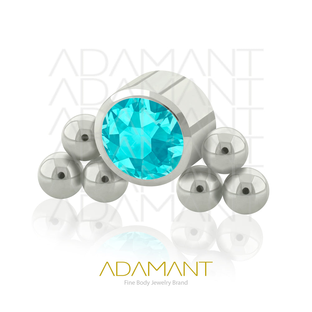 18g - 16g, Titanio Accesorio Rosca, 0.9mm Patrón de rosca, Side Doble TRI, Bezel Set, Cubic Zirconia.