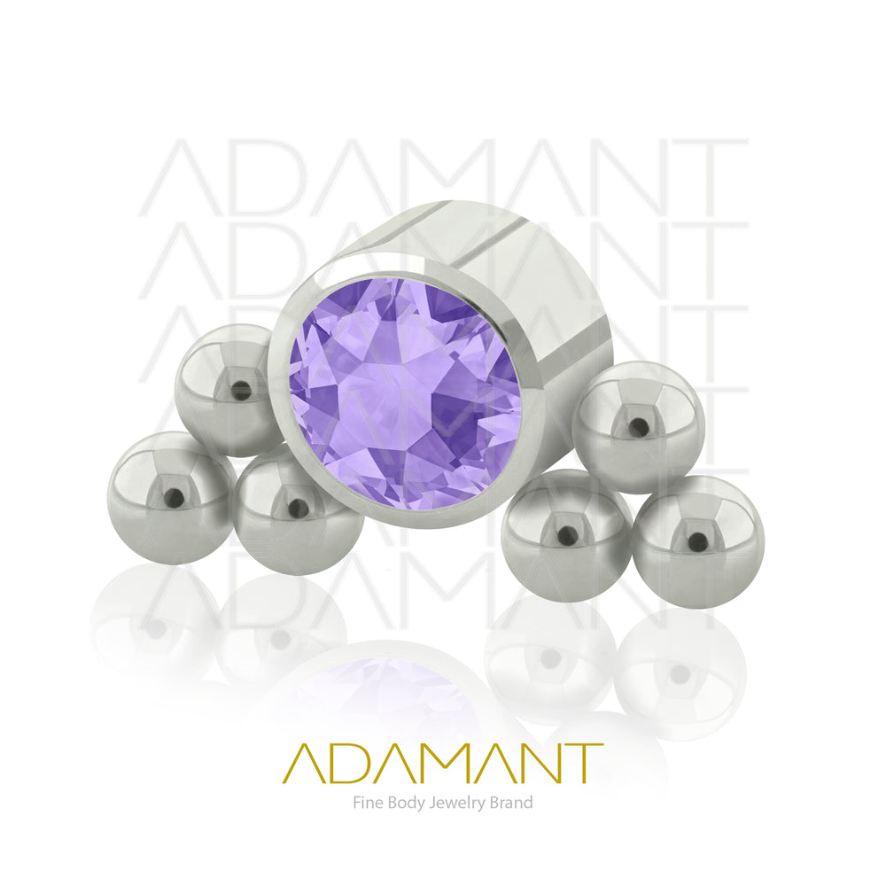 18g - 16g, Titanio Accesorio Rosca, 0.9mm Patrón de rosca, Side Doble TRI, Bezel Set, Cubic Zirconia.