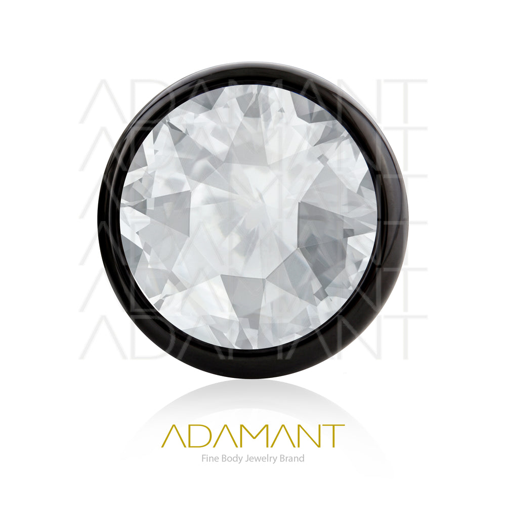 18g - 16g, Titanio PVD Negro, Accesorio Rosca, 0.9mm Patrón de rosca, Bezel set Concavo, Cubic Zirconia.