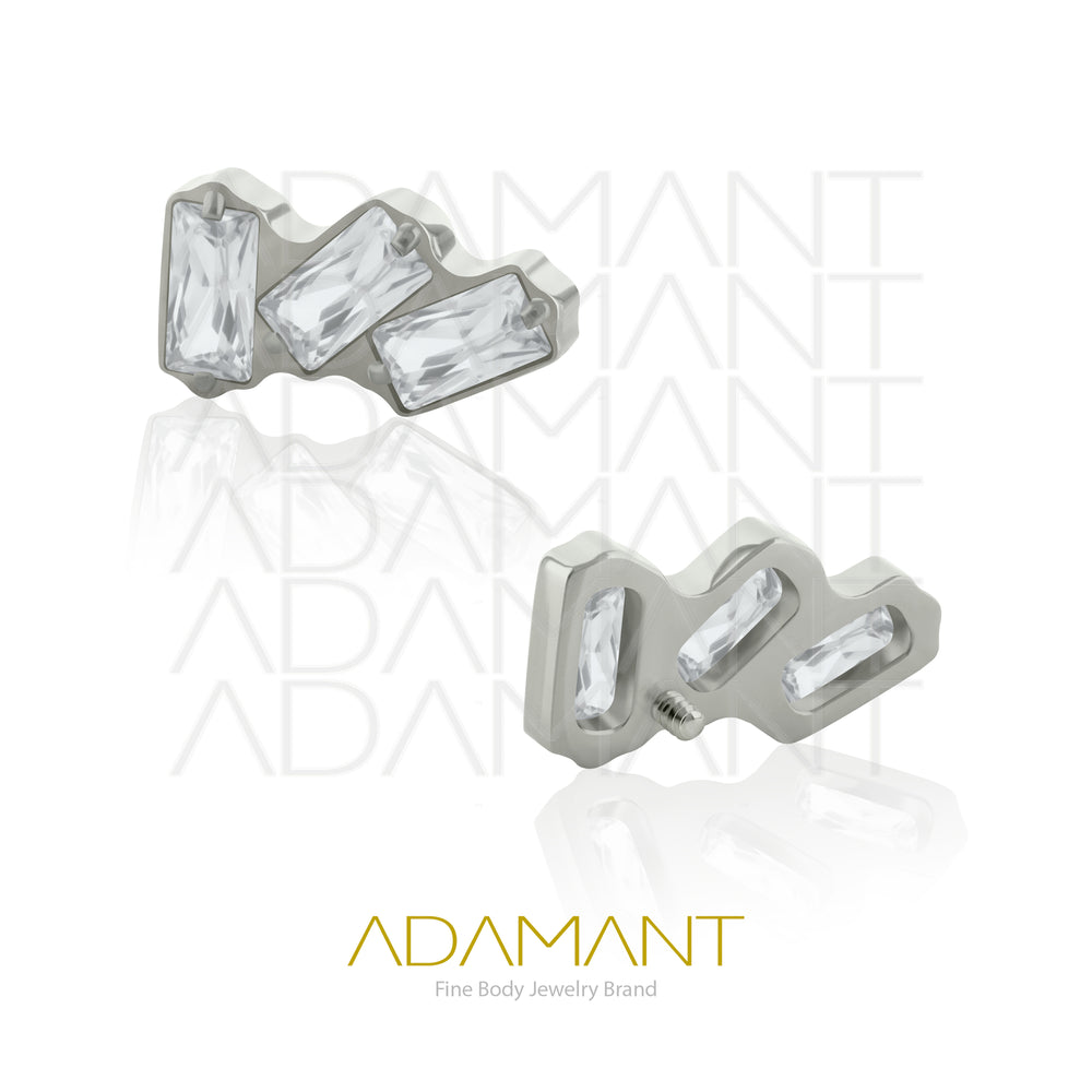 18g - 16g, Titanio Accesorio Rosca, 0.9mm Patrón de rosca, Cascade, Prong Set, Cubic Zirconia.