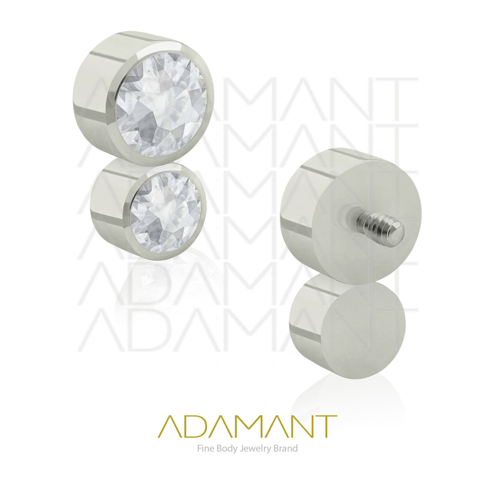 18g - 16g, Titanio Accesorio Rosca, 0.9mm Patrón de rosca, Doble Cluster, Bezel Set, Cubic Zirconia.
