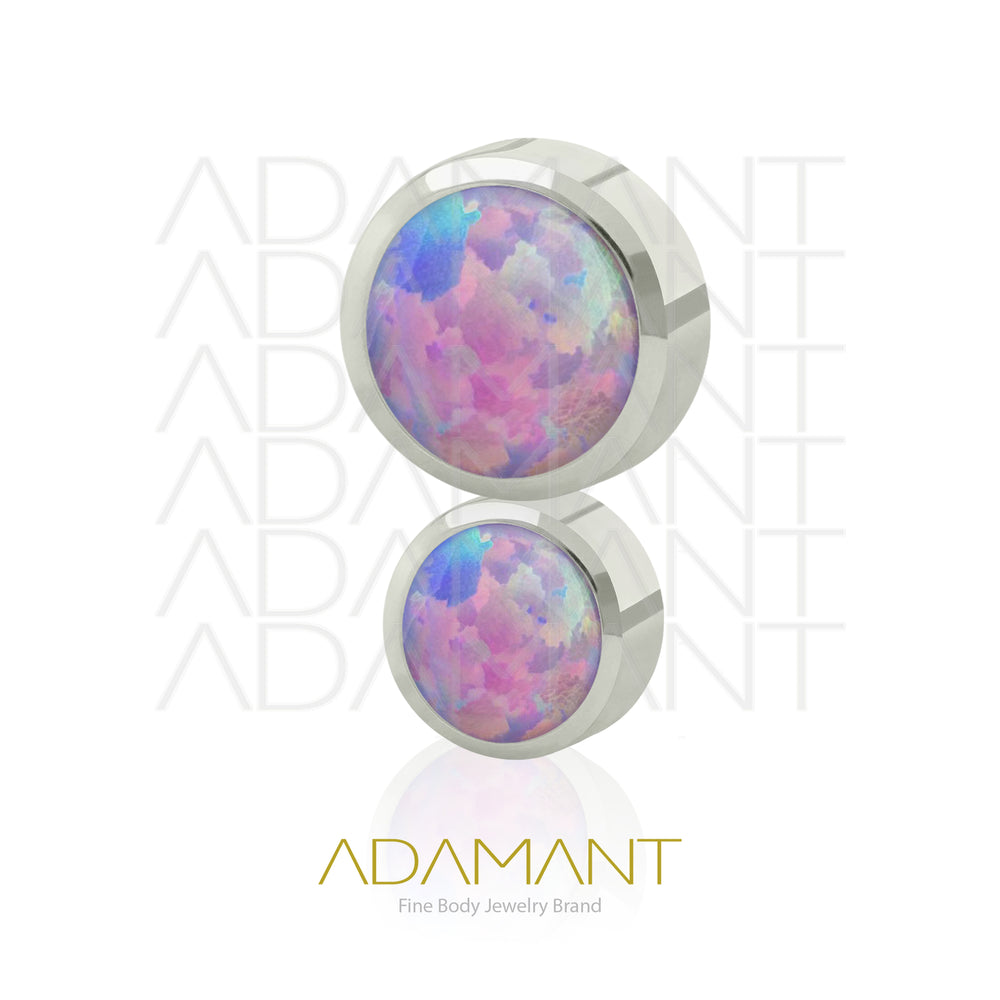 18g - 16g, Titanio Accesorio Rosca, 0.9mm Patrón de rosca, Doble Cluster, Bezel Set, Opal.