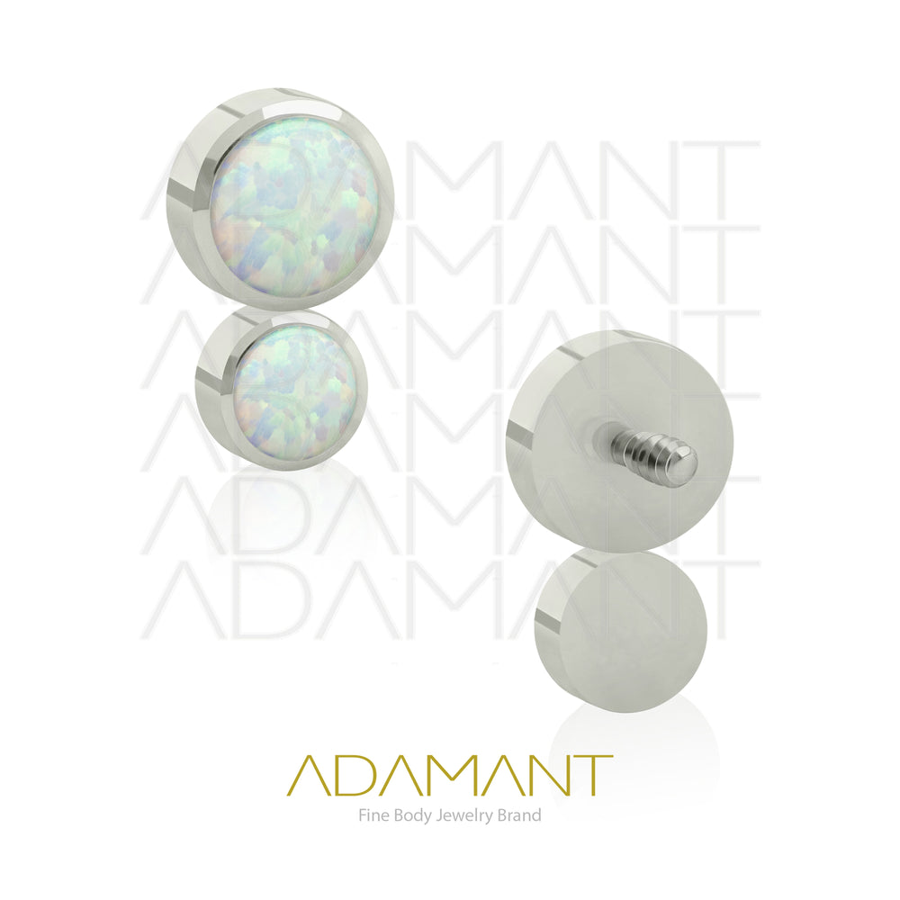18g - 16g, Titanio Accesorio Rosca, 0.9mm Patrón de rosca, Doble Cluster, Bezel Set, Opal.