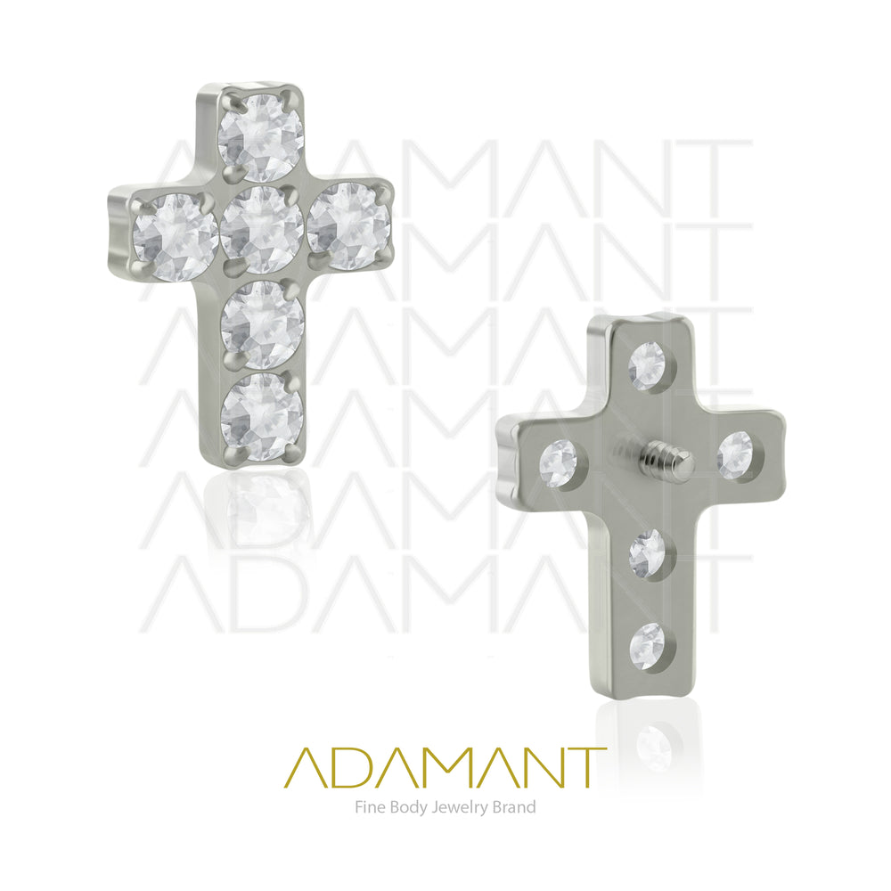 18g - 16g, Titanio Accesorio Rosca, 0.9mm Patrón de rosca, Cruz Prong Set, Cubic Zirconia.